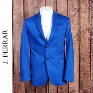 JF j. ferrar Electric Blue Mens Slim Fit Stretch Double Vent Blazer